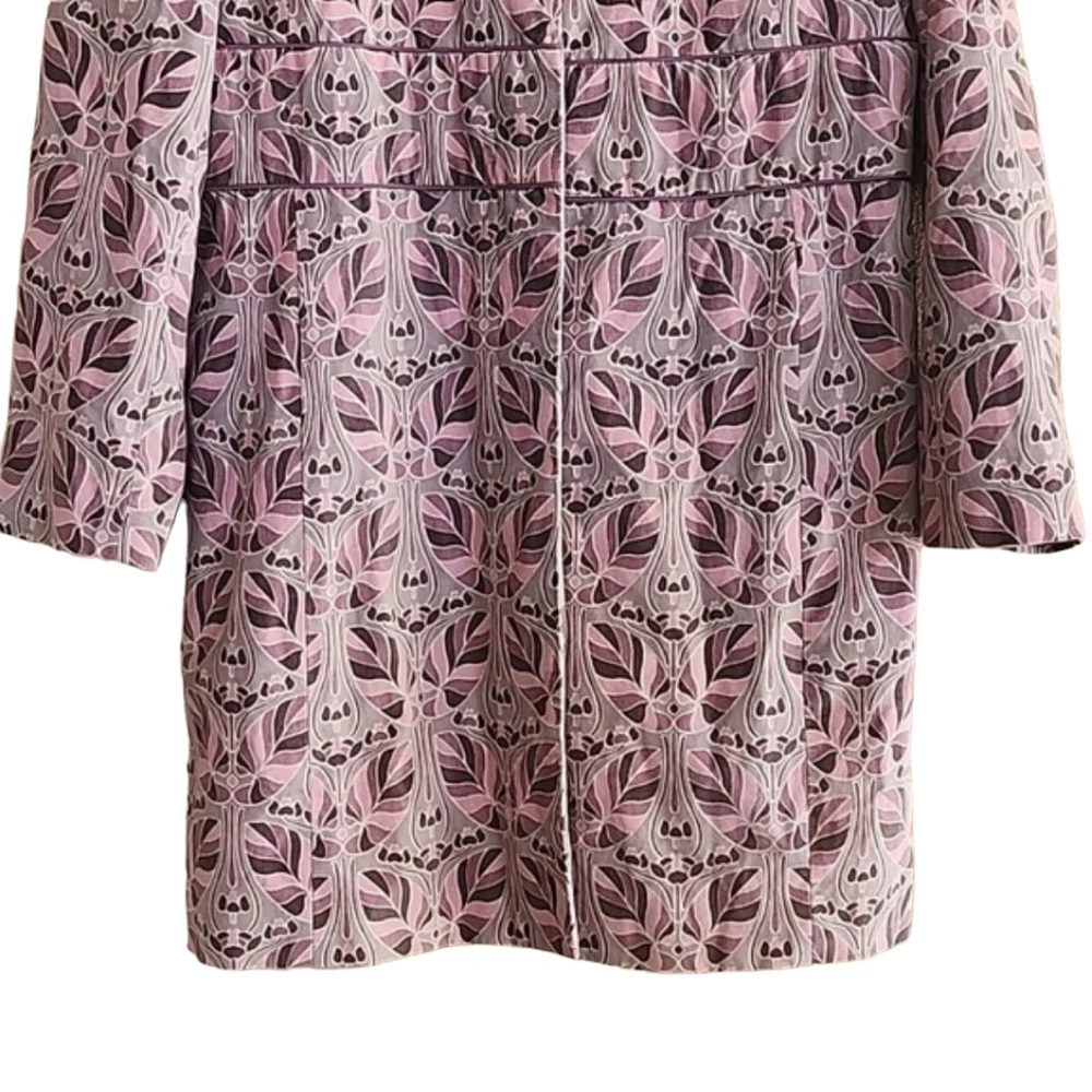 BANDOLINO Pink Gray Velvet Jacket L Retro Velour Peacoat Floral Y2K Topper - Picture 6 of 15